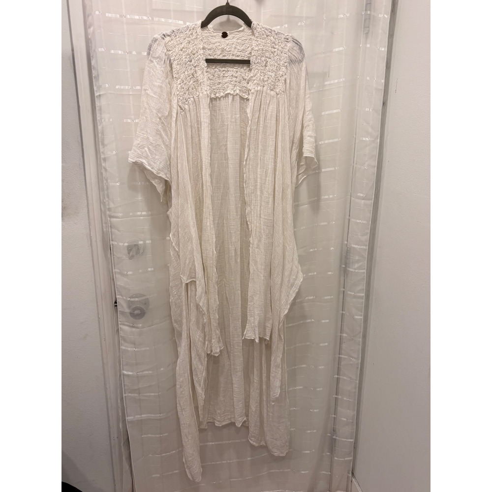 Free People FP One White Gauze Smocked Kimono Duster Cardigan XS/S